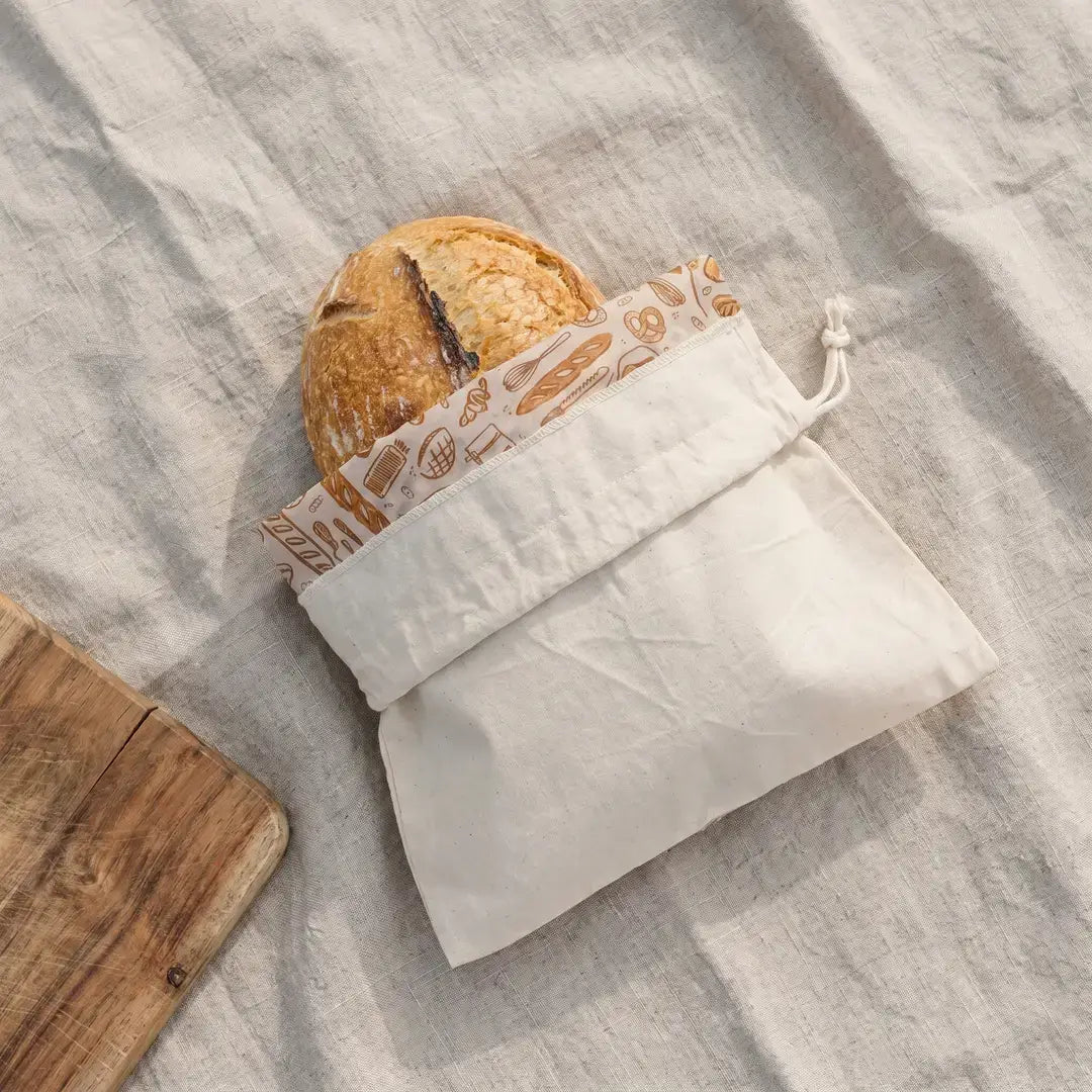 Reusable Beeswax Lined Artisan Bread Bag - Natural
