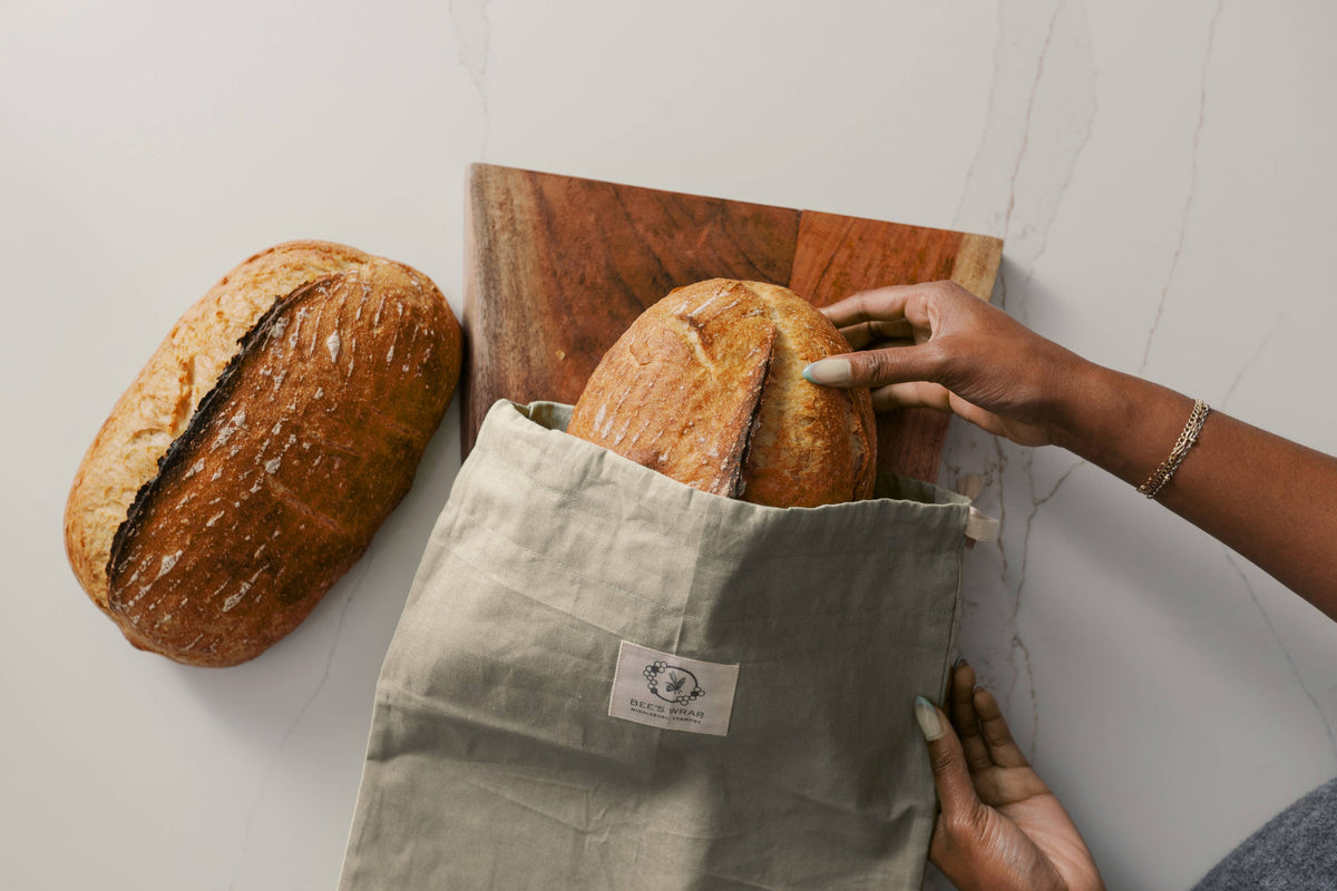Reusable Beeswax Lined Artisan Bread Bag - Natural