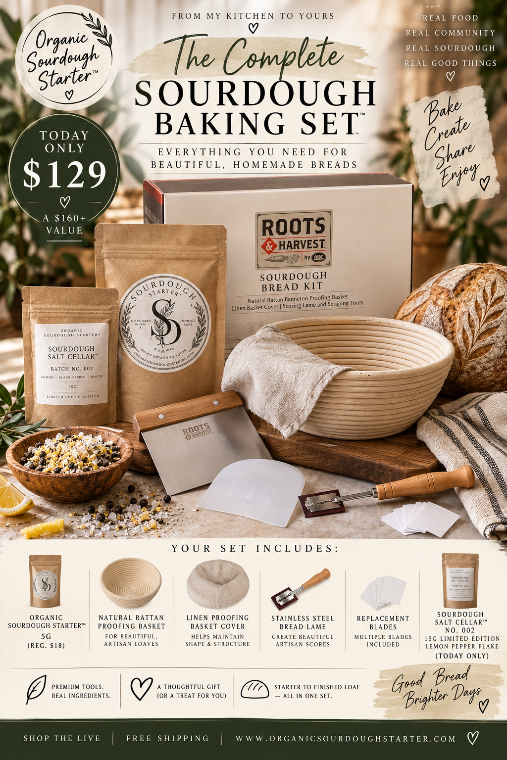 The Complete Sourdough Baking Set™ | Starter + Proofing Kit + Limited Salt